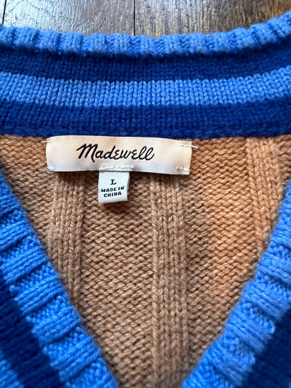 Madewell Blue and Camel Knit Sweater - Picture 3 of 6